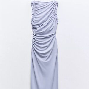 Zara Ruffled Midi Sleeveless Dress